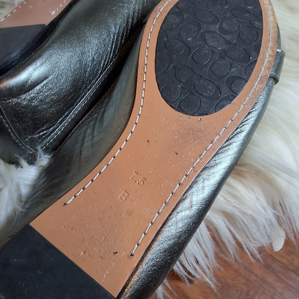 Coach pewter leather kisslock flats 7.5 - Picture 9 of 10
